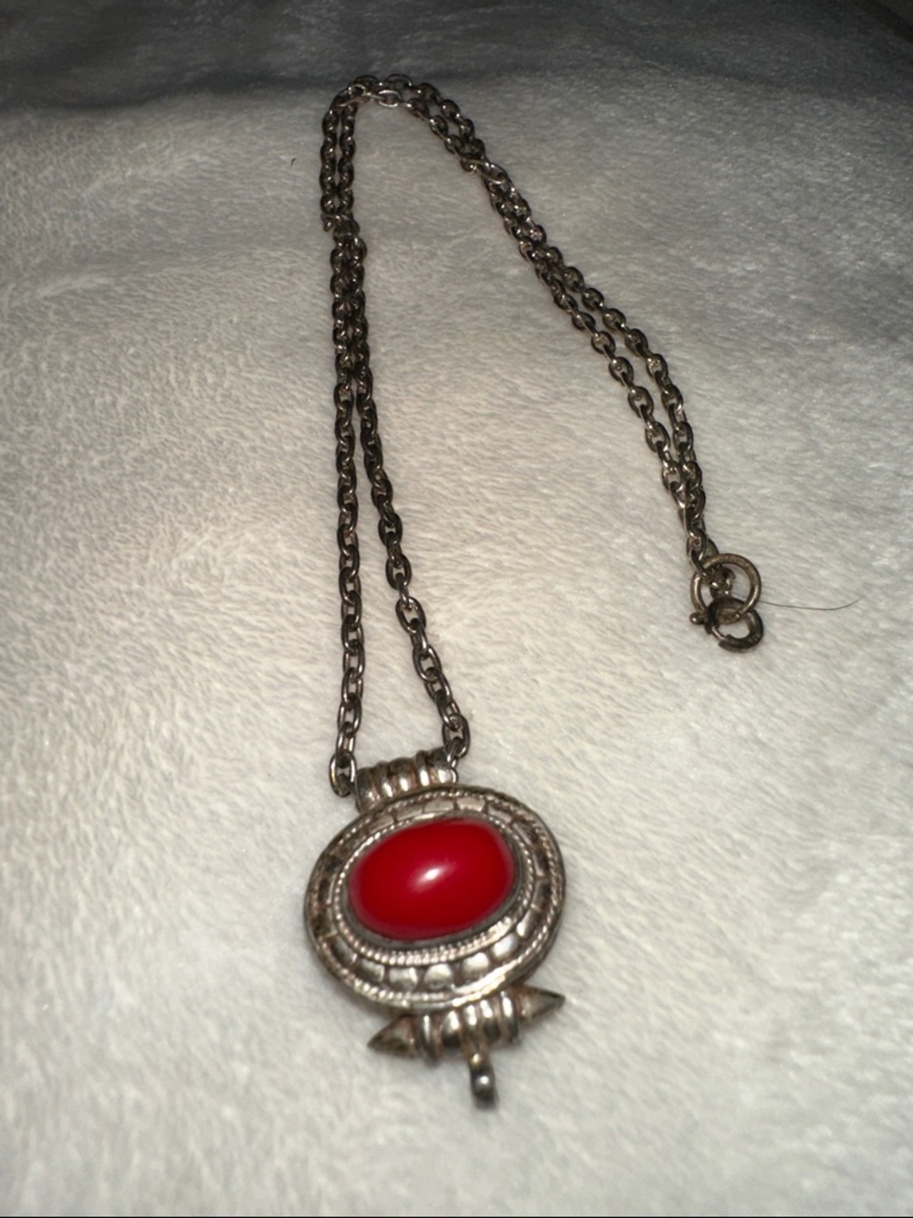 Sterling silver 925 Cabochon Pendant Renaissance/Medieval Style Stmt Necklace